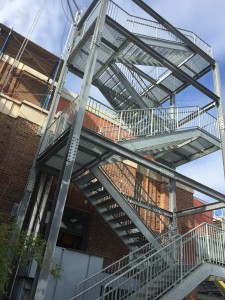 Talisen Construction Corporation: Construction Management and General Contractor. Google, 111 Eighth Ave. Custom made steel staircase leading to the roof.
