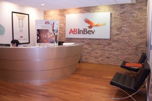 Talisen Construction Corporation: Construction Management and General Contractor. ABinBev, 250 Park Avenue, New York. Front reception area.