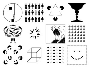 Examples of Gestalt Images. Each image displays shapes that one's brain organizes into a distinct image.