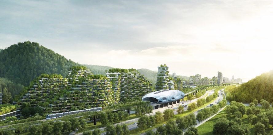 Buildings- Italian architect Stefano Boeri's design for forest cities now under construction Liuzhou, Guangxi Province, China.