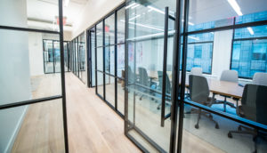 Metal and glass partition conference rooms